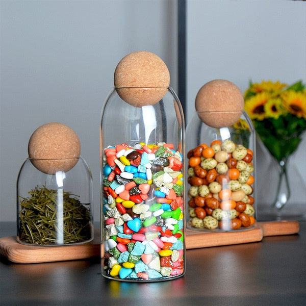 Glass Jar with Wood Lid Ball