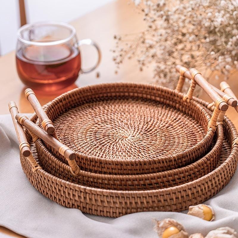Elma Rattan Round Tray