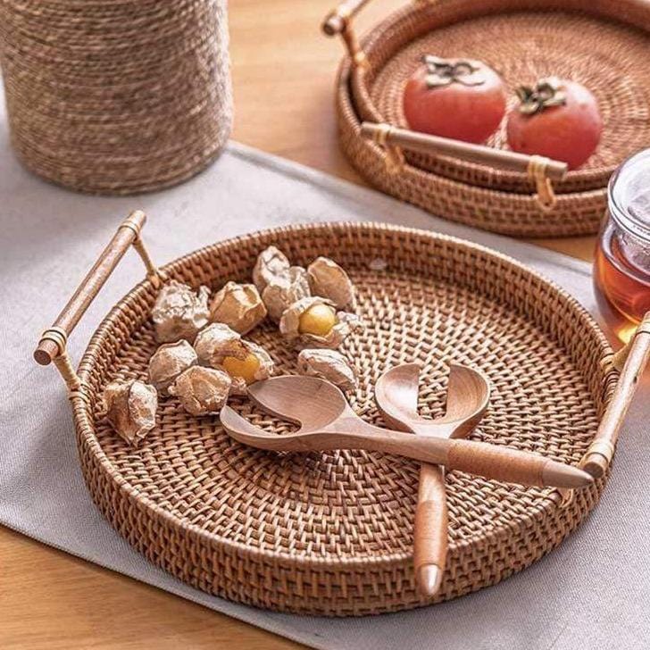 Elma Rattan Round Tray