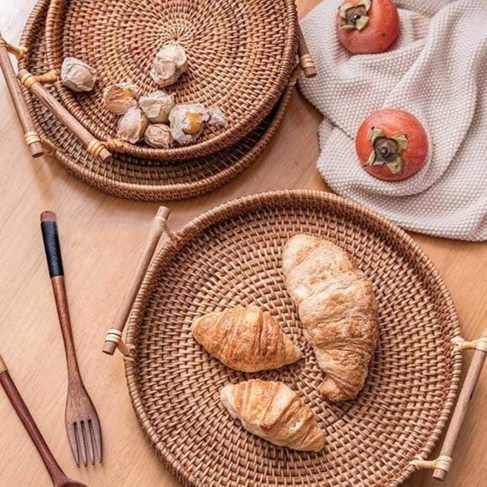 Elma Rattan Round Tray